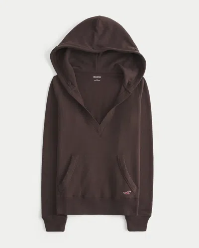 Hollister Faux Fur Trim V-neck Hoodie In Multi