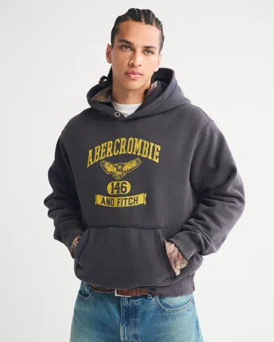 Abercrombie & Fitch Logo Popover Hoodie In Gray