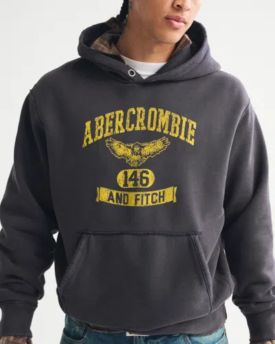 Abercrombie & Fitch Logo Popover Hoodie In Gray