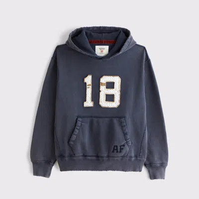 Abercrombie & Fitch Logo Popover Hoodie In Blue