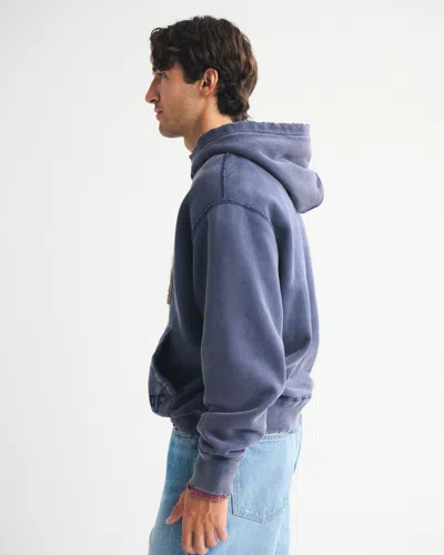 Abercrombie & Fitch Logo Popover Hoodie In Blue
