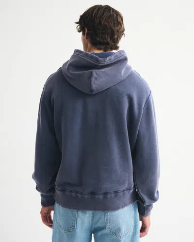Abercrombie & Fitch Logo Popover Hoodie In Blue