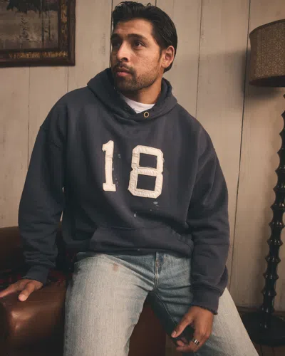 Abercrombie & Fitch Logo Popover Hoodie In Blue