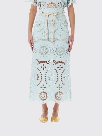 Zimmermann Awaken Belted Broderie Anglaise Linen Midi Skirt In Green