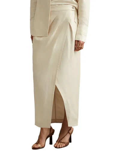 Reiss Caro Slip Linen-blend Midi Skirt In Neutral