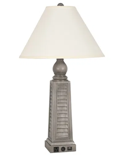 Lamps Per Se Set Of Two Shutter 30in Usb Polyresin Table Lamps With Linen  Shade