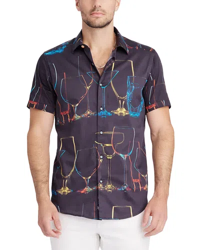 Robert Graham Neon Nights Short Sleeve Button Down Shirt In Blue