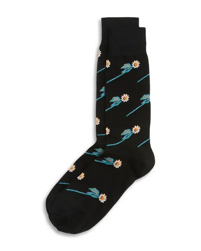 Paul Smith Flower Stem Crew Socks In Black