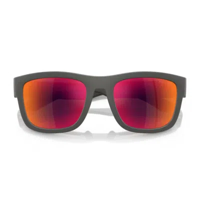 Prada Linea Rossa Ps 01zs 16x02u Grigio Argento Sunglasses In Gray
