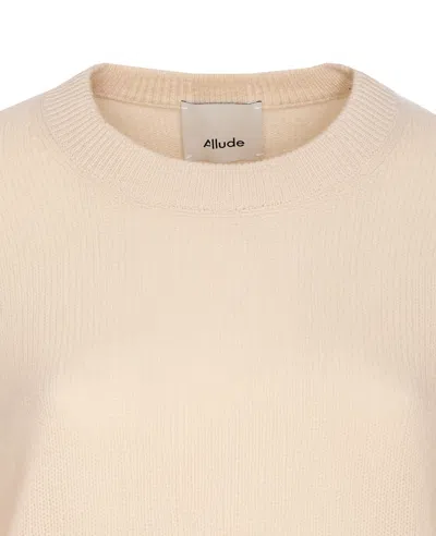 Allude Ribbed Crew-neck Sweater In Brown