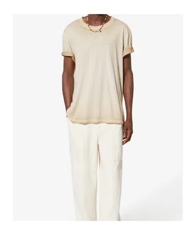 Isabel Marant Honore Logo-embroidered T-shirt In Nude