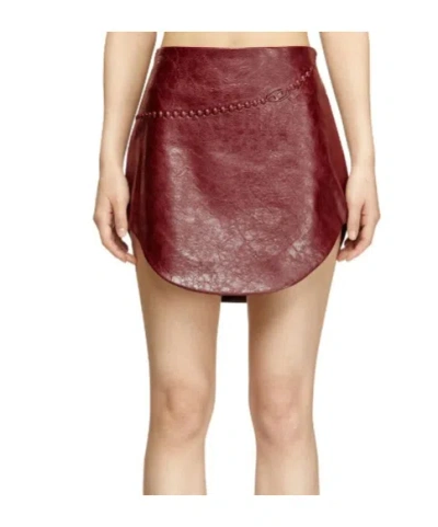 Diesel Coated Miniskirt With Embossed Motif In Burgundy