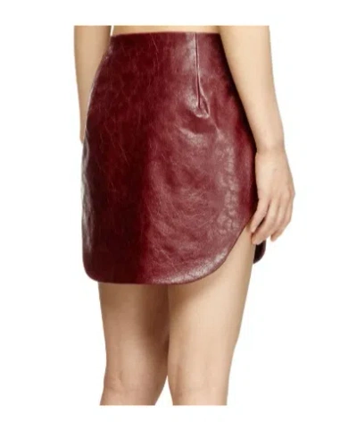 Diesel Coated Miniskirt With Embossed Motif In Burgundy