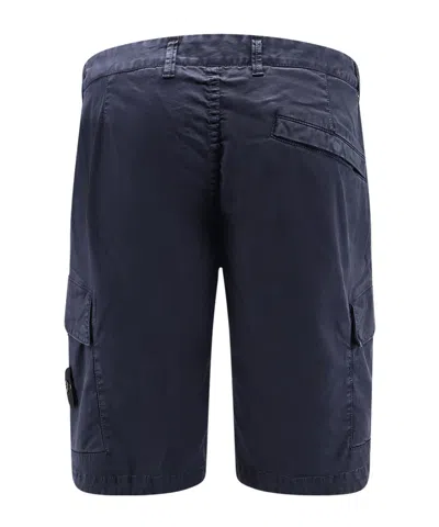 Stone Island Old Effect Cotton Cargo Bermuda Shorts Clothing In Blue