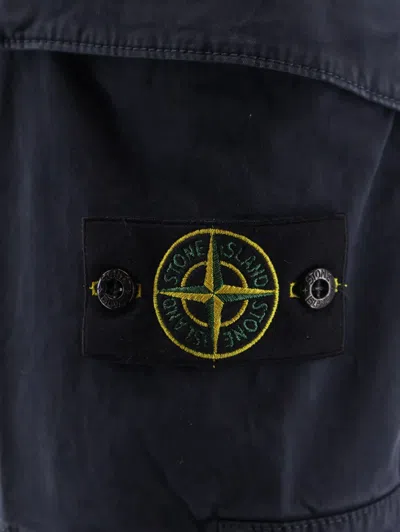 Stone Island Old Effect Cotton Cargo Bermuda Shorts Clothing In Blue