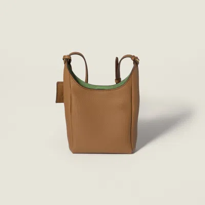 Miu Miu Leather Bucket Bag In Brown