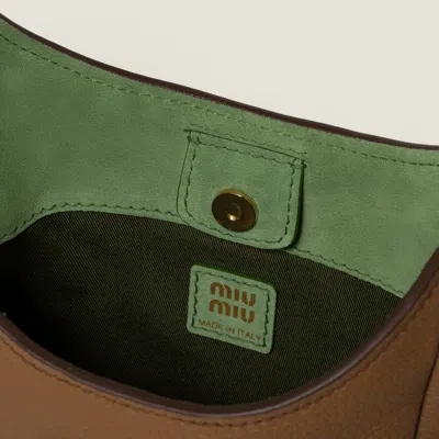 Miu Miu Leather Bucket Bag In Brown