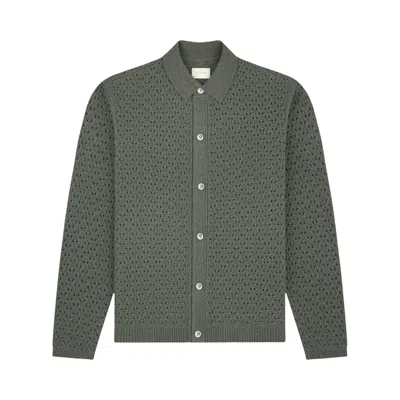 Pre-owned Aimé Leon Dore Knit Polo Cardigan 'vetiver' | Green | Men's Size S