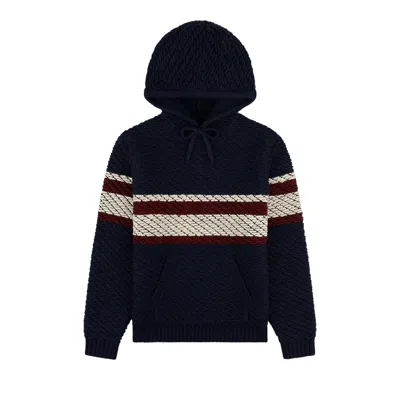 Pre-owned Aimé Leon Dore Collegiate Heavyweight Knit Hoodie 'sky Captain' | Black | Men's Size Xl