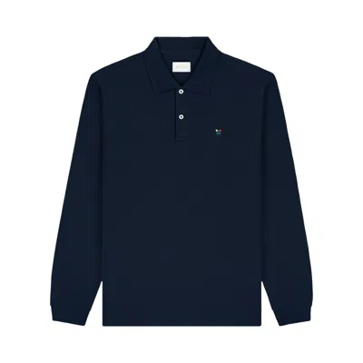 Pre-owned Aimé Leon Dore Long-sleeve Crest Piqué Polo 'navy Blazer' | Blue | Men's Size Xs
