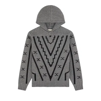 Pre-owned Aimé Leon Dore Nordic Knit Hoodie 'grey Melange' | Men's Size Xs In Gray