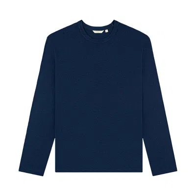 Pre-owned Aimé Leon Dore Long-sleeve Linen Tee 'navy Blazer' | Blue | Men's Size L