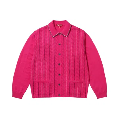 Pre-owned Supreme Herringbone Cardigan 'pink' | Men's Size S