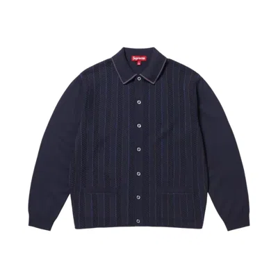 Pre-owned Supreme Herringbone Cardigan 'navy' | Blue | Men's Size S