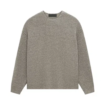 Pre-owned Essentials Fear Of God  Heavy Waffle Crewneck Sweater 'heather Grey' | Men's Size Xxl In Gray