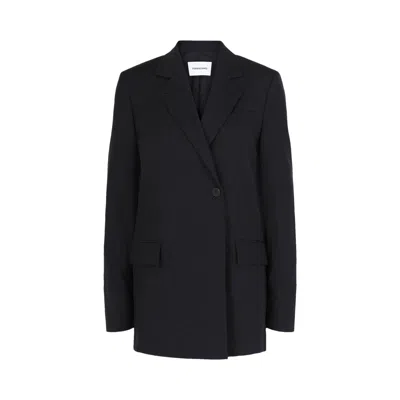 Pre-owned Ferragamo Single Breasted Wool Blazer 'blue' | Women's Size 42