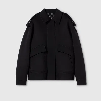 Gucci Silk Wool Bomber Jacket In Black
