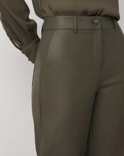 White House Black Market Faux Leather Wide Leg Pants Crop In Green