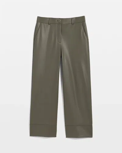 White House Black Market Faux Leather Wide Leg Pants Crop In Green