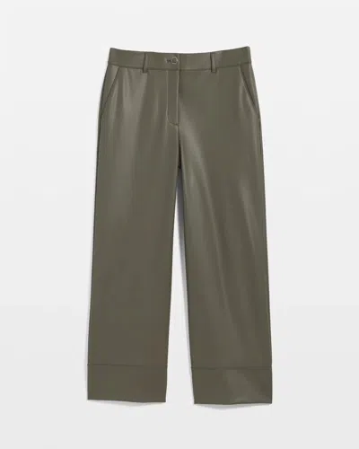White House Black Market Petite Faux Leather Wide Leg Pants Crop In Green