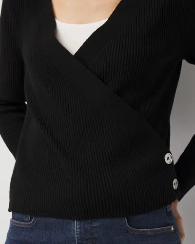 White House Black Market Surplice Cardigan Sweater In Black