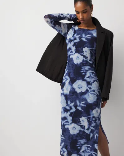 White House Black Market Floral Mesh Midi Dress In Multi