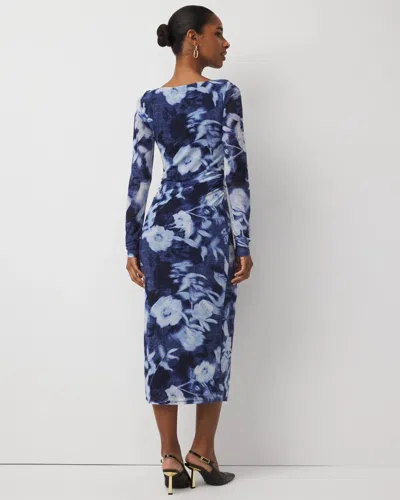 White House Black Market Floral Mesh Midi Dress In Multi