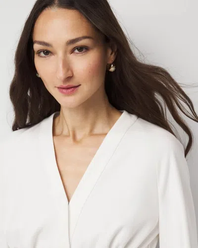White House Black Market Knit Mix Surplice Blouse In Neutral
