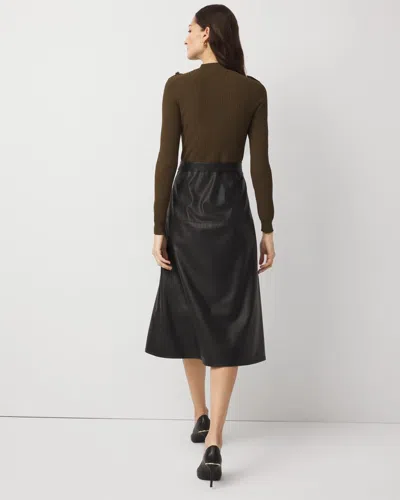 White House Black Market Long Sleeve Faux Leather Dress In Black