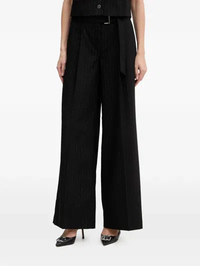 Guess Usa Striped Trousers In Black