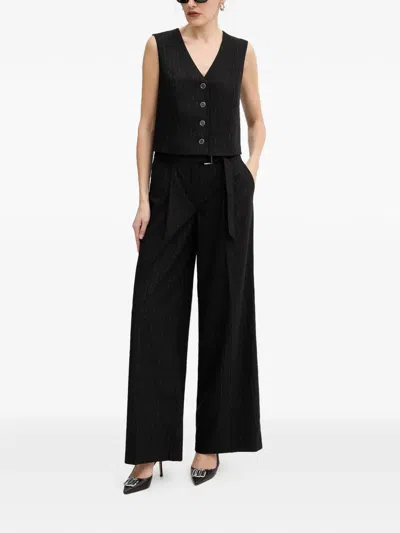 Guess Usa Striped Trousers In Black