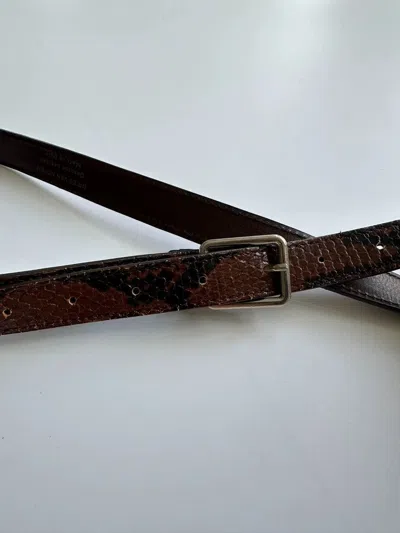 Pre-owned Dries Van Noten Snakeskin Leather Belt- Dmc In Brown
