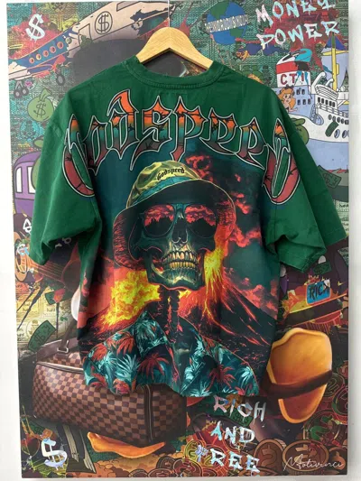 Pre-owned Godspeed Natural Disaster Tee Forest Green