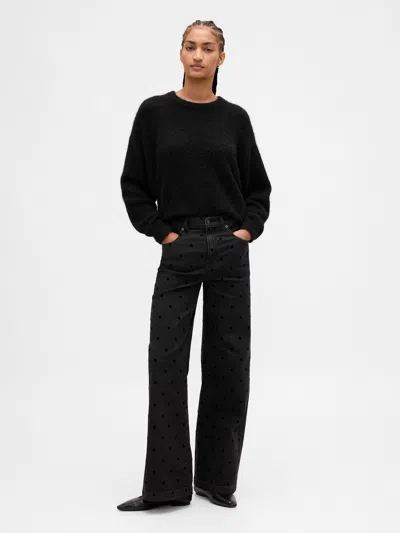 Gap High Rise Stride Wide-leg Jeans In Black