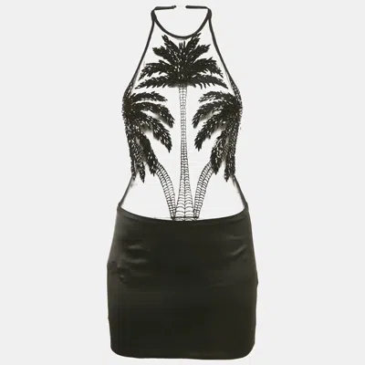 Pre-owned Retroféte Black Tulle And Satin Embellished Ondine Dress Xs