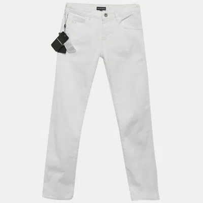 Pre-owned Emporio Armani Kids White Denim Slim Fit Jeans 10yrs Waist 23"