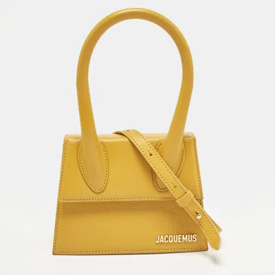 Pre-owned Jacquemus Le Chiquito Moyen Yellow Leather Top Handle Bag