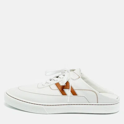 Pre-owned Hermes Keep Size 43 White Leather Mules Sneakers