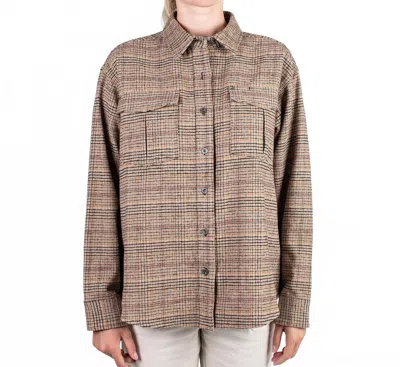 Jetty Anchor Flannel Shirt In Tan In Animal Print