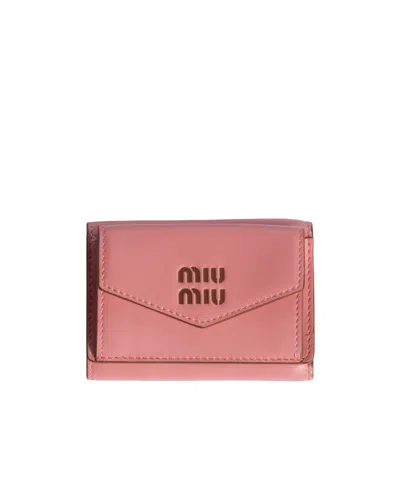 Miu Miu Small Leather Wallet In Pink